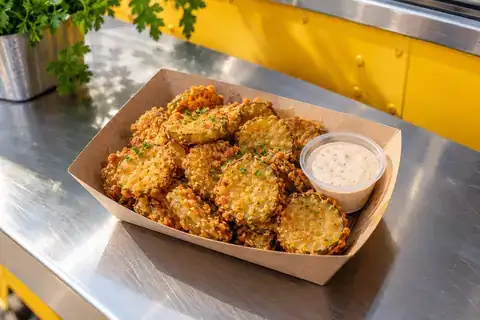 Crisp Pickle Chips served as a single listed menu portion