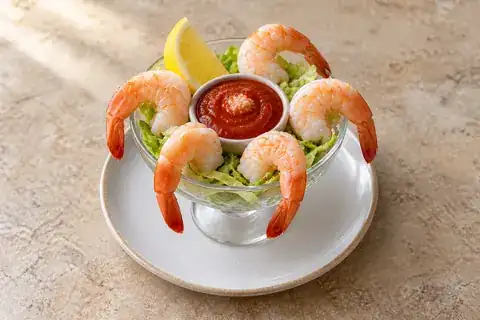 Chilled Shrimp Cocktail served with its accompaniments