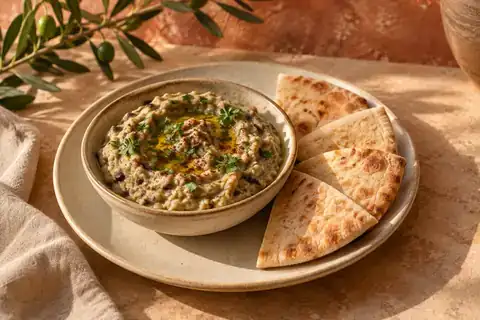 Smoky Eggplant Dip served as a single listed menu portion