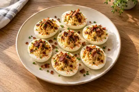 Smoked Paprika Deviled Eggs served with its accompaniments