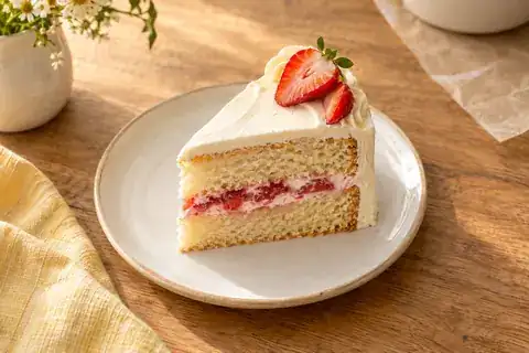 Strawberry Vanilla Cake Slice