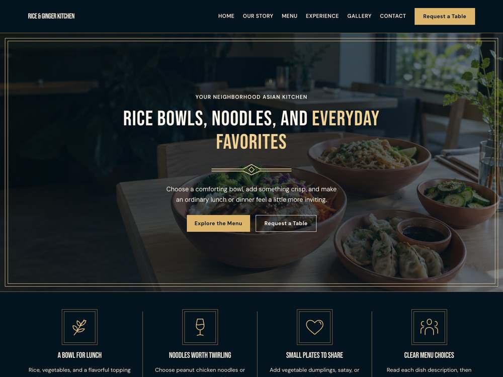 Asian Restaurant homepage in 04 · Golden Art Deco