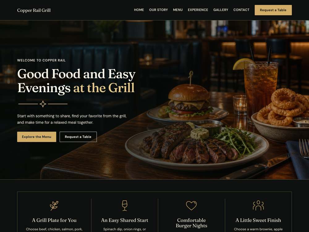 Bar & Grill homepage in 02 · Midnight Brass