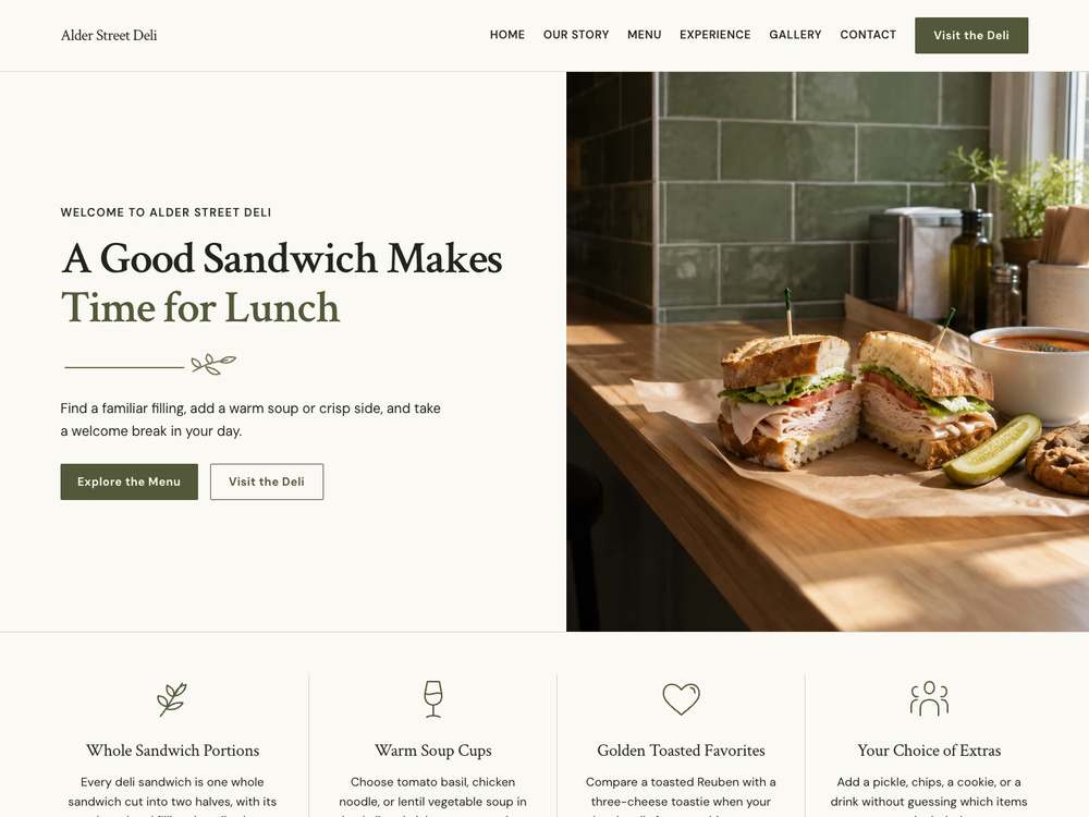 Sandwich Shop & Deli homepage in 01 · Ivory Editorial