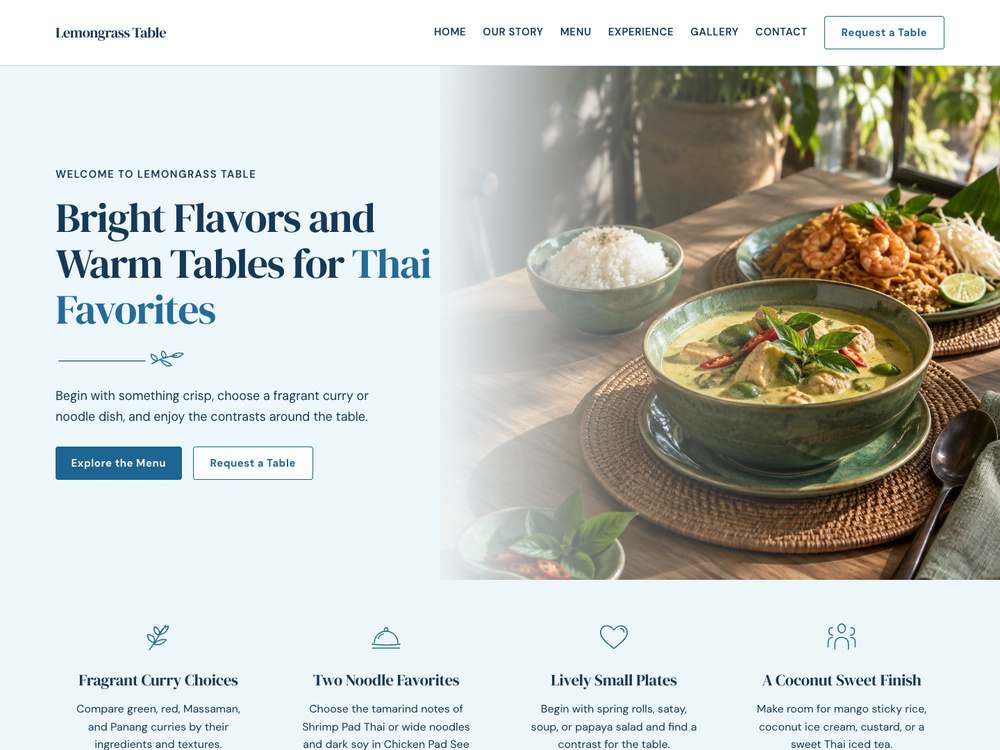 Thai Restaurant homepage in 10 · Coastal Azure