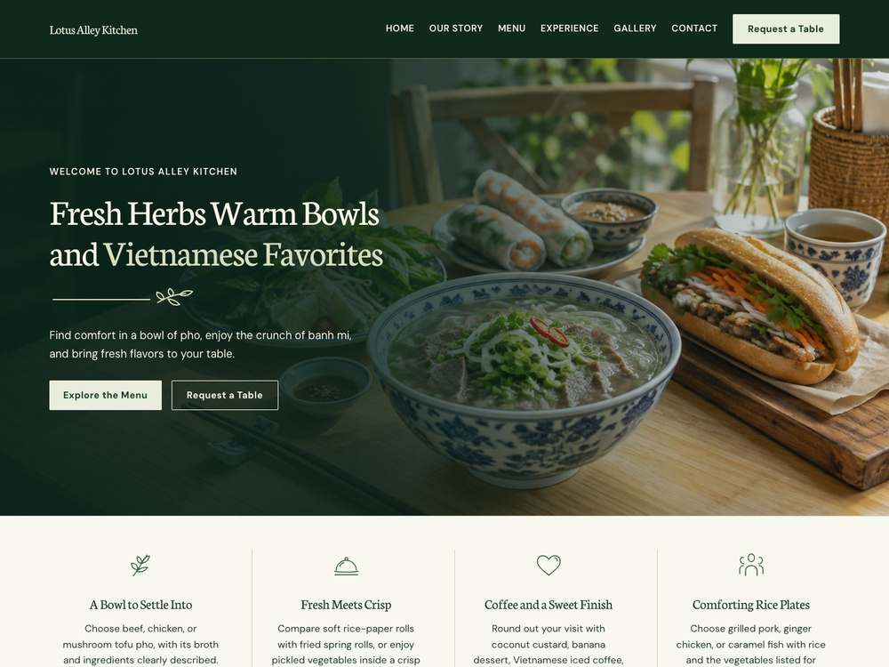 Vietnamese Restaurant homepage in 06 · Forest Table