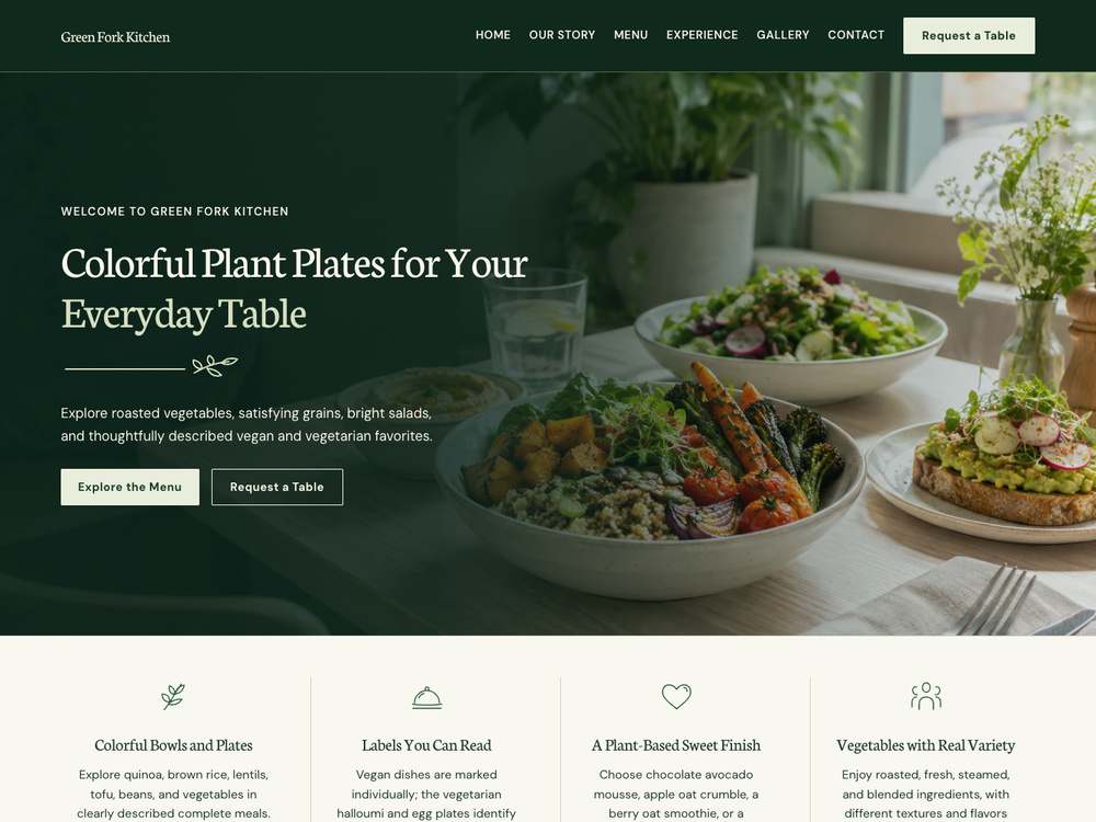 Vegan, Vegetarian & Healthy Restaurant homepage in 06 · Forest Table